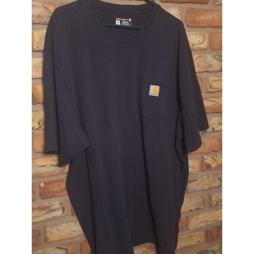 Carhartt K87 Pocket T Shirt 2XL Loose Fit Navy Blue Cotton Workwear